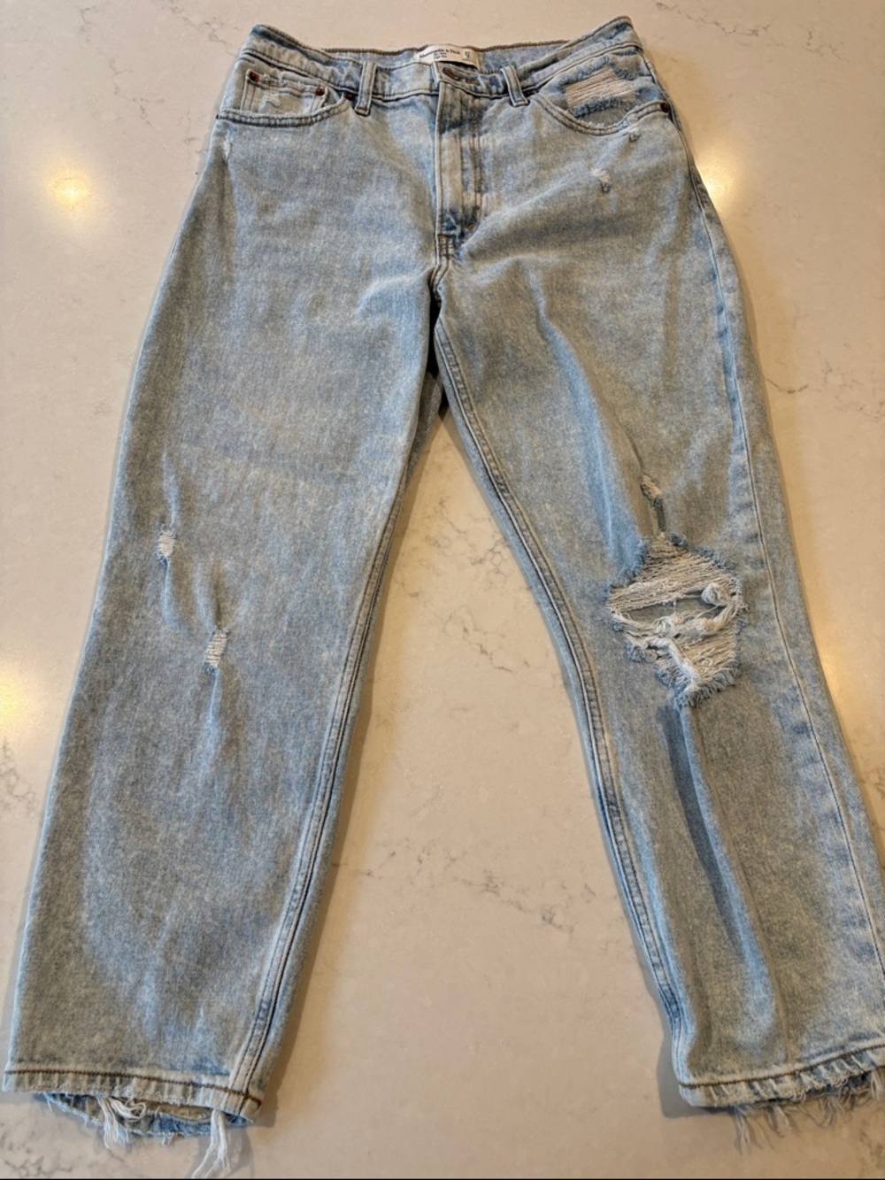 ABERCROMBIE & FITCH The Mom High Rise Straight Leg Jeans Distressed womens 27/4s